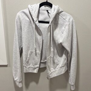 H&M Sz M Women's Gray Cropped Zip Up Hoodie